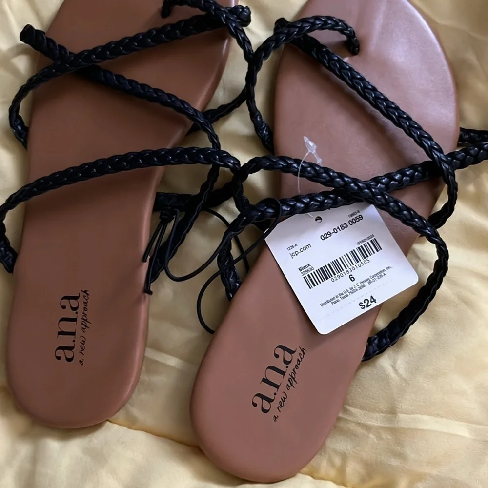 ANA braided women’s flat flip flop sandals